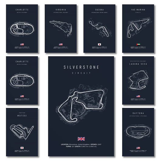 F1 Track Wall Art | 8in - 20in | Motorsport Canvas Print | Racing Circuit Poster | Home & Office Decor | Brick by Brick