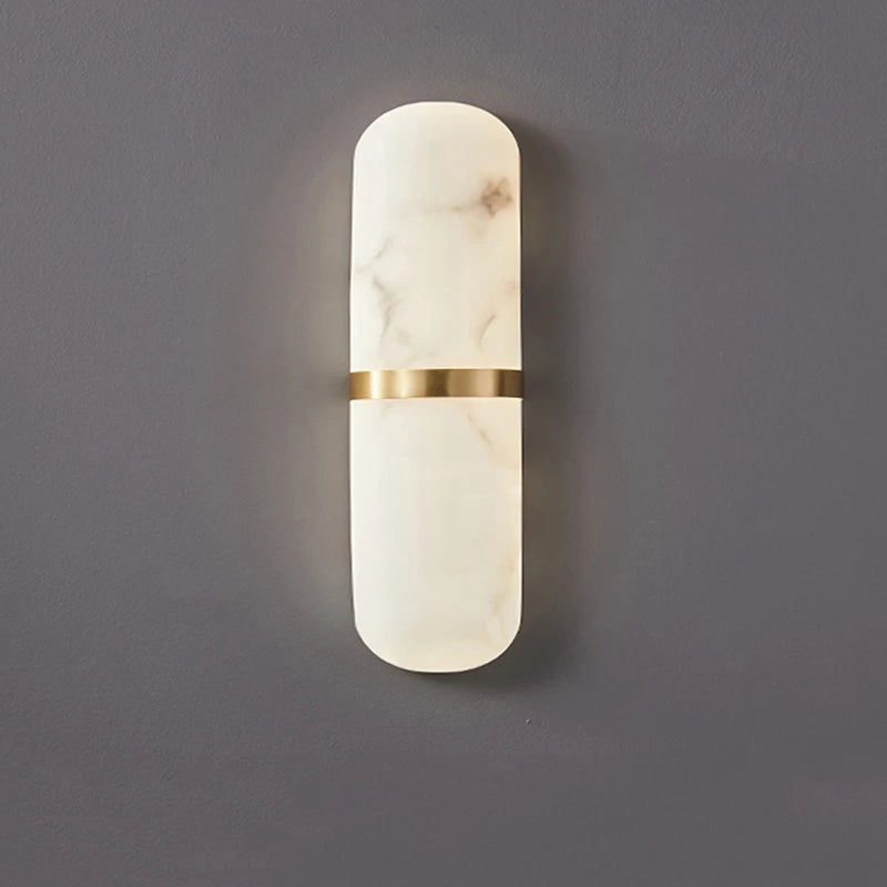 Marble LED Wall Light  | 15.7 x 3.5 in | Semi-Cylinder Light | Imitation Marble Decor Fixture | Brick by Brick