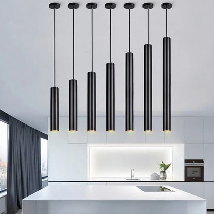Modern LED Pendant Lights | D 2.36 x H 5.91-23.62 in | Dimmable Cylinder Tube Lamp | 7W–12W Adjustable | Brick by Brick