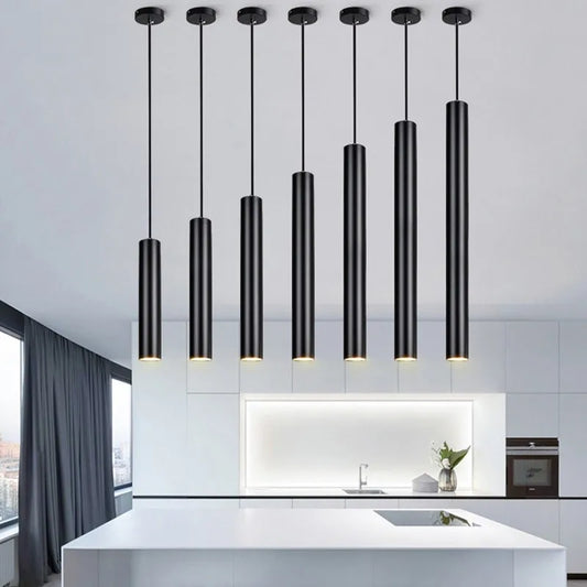 Modern LED Pendant Lights | D 2.36 x H 5.91-23.62 in | Dimmable Cylinder Tube Lamp | 7W–12W Adjustable | Brick by Brick