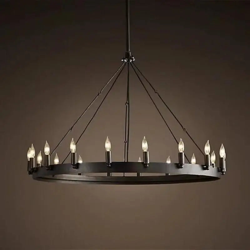 Vintage Industrial Iron Pendant Lamp | 12 - 33 Heads | Round Retro Chandelier | LED Compatible Droplight for Home Café Restaurant | Brick by Brick