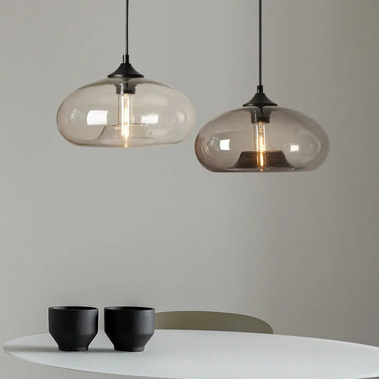 Nordic Glass Pendant Light | 11 x 6 in | Contemporary Hanging Ceiling Lamp | Colorful Fixture | Brick by Brick