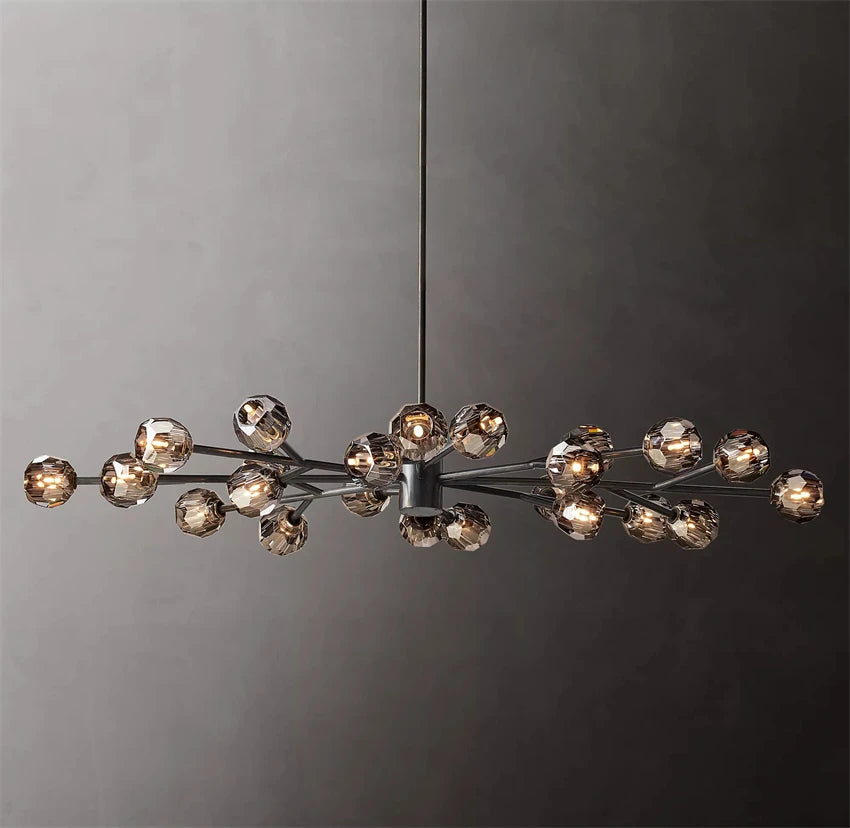 Black Smoke Crystal Ball Oval Chandelier | H7.9 - H11.8 in | LED Copper | K9 Glass Pendant | Brick by Brick