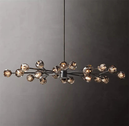 Black Smoke Crystal Ball Oval Chandelier | H7.9 - H11.8 in | LED Copper | K9 Glass Pendant | Brick by Brick