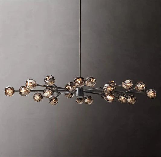 Black Smoke Crystal Ball Oval Chandelier | H7.9 - H11.8 in | LED Copper | K9 Glass Pendant | Brick by Brick