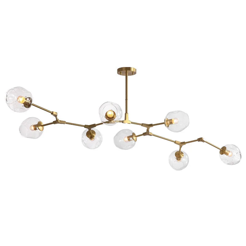 Glass Chandelier | 42.3 - 86.6 in | Modern Pendant Lamp | E27 Bulb Fixture | Adjustable Multi-Head Lighting | Brick by Brick