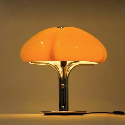Bauhaus Mushroom Table Lamp | D11.4 in × H13.8 in| Mid Century Modern Retro Design | Creative Light in Orange | Brick by Brick