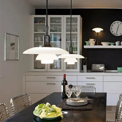 Bauhaus Pendant Light | 11.2 in | 3-Layer Glass LED Chandelier | Designer Ceiling Lighting | Brick by Brick