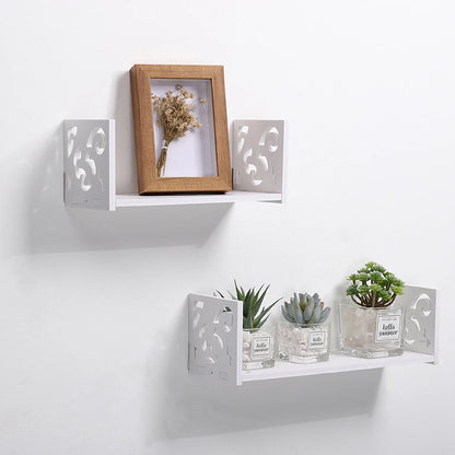 Carved Wall Floating Shelves Set | Small & Large | Decorative U-Shaped Design | Brick by Brick