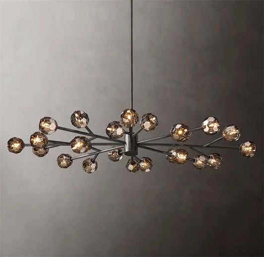 Black Smoke Crystal Ball Oval Chandelier | H7.9 - H11.8 in | LED Copper | K9 Glass Pendant | Brick by Brick