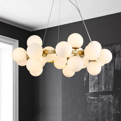 Modern Glass Pendant Chandelier | H59 in | LED Ceiling Light | Adjustable Hanging Lamp with Remote | Dimmable Indoor Lighting | Brick by Brick