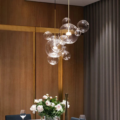 Postmodern Bubble Pendant Light | 59.1in Hanging Adjustable Cord| Glass Bubbles Chandelier | Brick by Brick