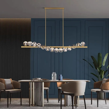 Luxury Modern Pendant Lamp | L31.5-70.8 in x 19.7 in | Ceiling Chandelier with Crystals | Multi-Head LED Lighting | Brick by Brick