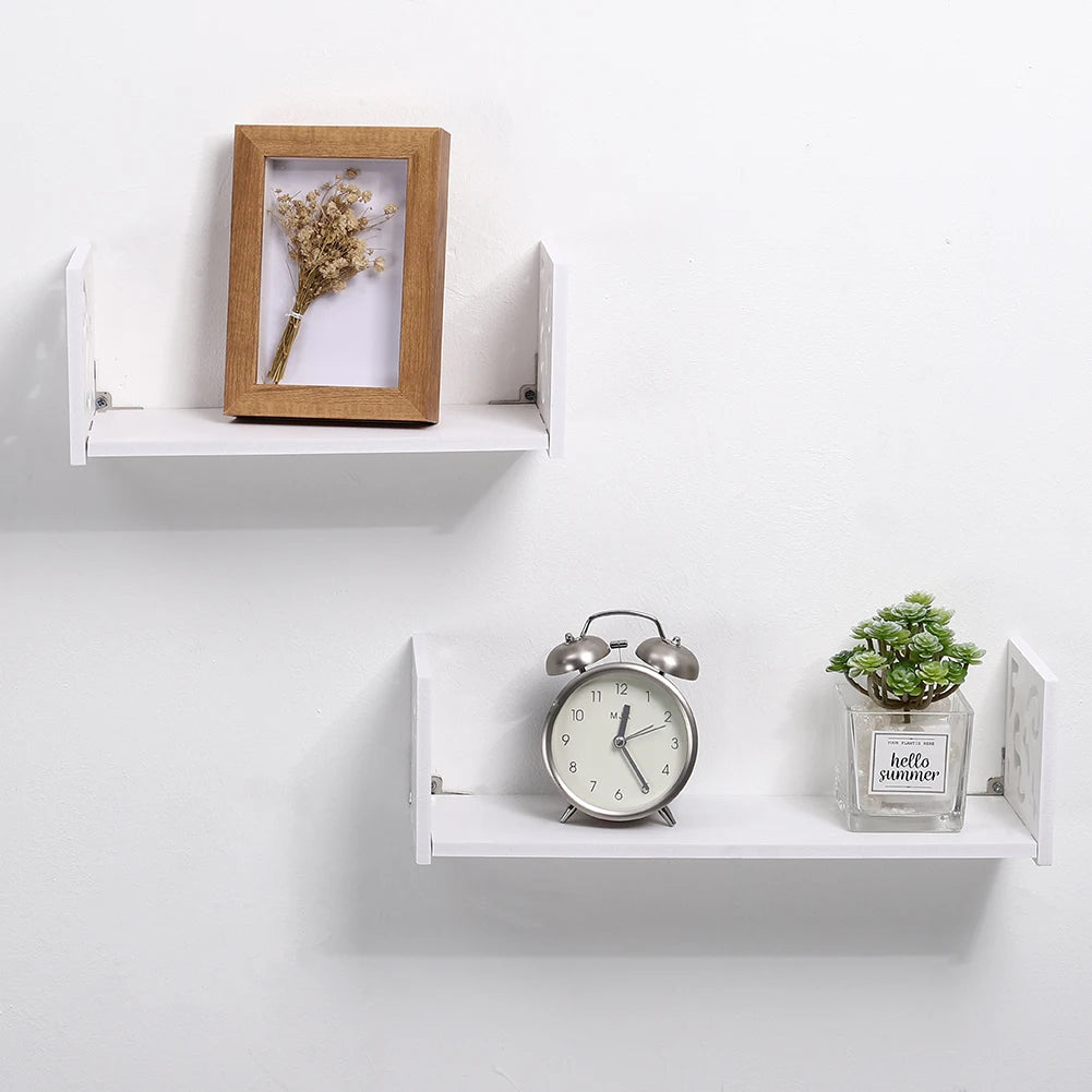 Carved Wall Floating Shelves Set | Small & Large | Decorative U-Shaped Design | Brick by Brick