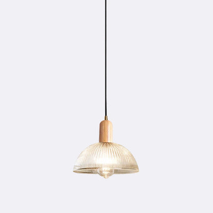 Retro Glass Pendant Light | 7.9in or 9.8in | Nordic Wood Hanging Lamp | Vintage Modern Ceiling Fixture | Brick by Brick