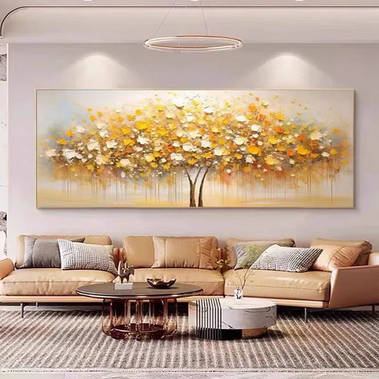 Hand Painted Blossom Tree Wall Art | 19.7 - 59.1 in | Abstract Blue Flower Oil Painting | Modern Canvas | Brick by Brick