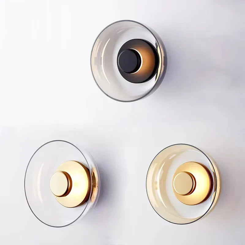 Glass Wall Lamp | D9.1 x H3.7 in | Contemporary Minimalist Sconce | Indoor Accent Light | Brick by Brick