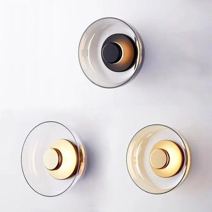 Glass Wall Lamp | D9.1 x H3.7 in | Contemporary Minimalist Sconce | Indoor Accent Light | Brick by Brick