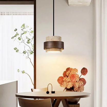 Natural Stone LED Pendant Lamp | L26.6 - L39.4 in | 59.1 in Adjustable Ceiling Light | Brick by Brick