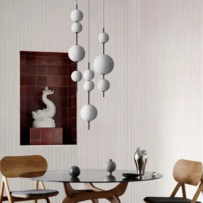 Nordic Glass Pendant Chandelier | H31.5in-40.6in | LED Globe Ceiling Light | 3 or 4 Ball Adjustable Hanging Fixture | Brick by Brick