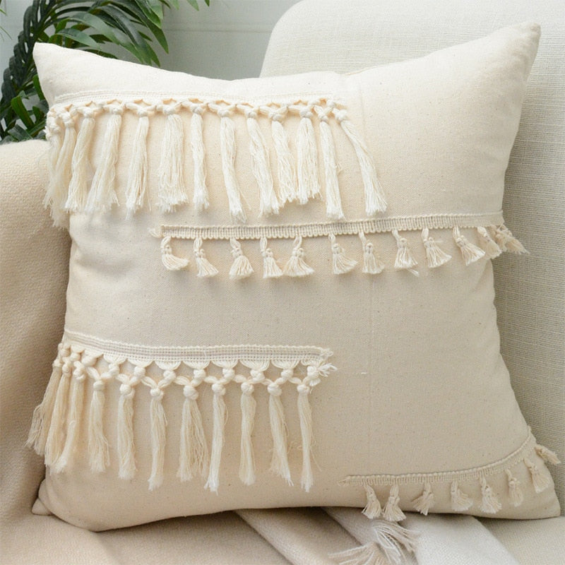 Japandi Cotton Linen Pillow Cover | Beige Woven Design | Modern Cushion Case | Minimalist Home Décor | Brick by Brick
