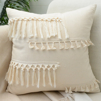 Japandi Cotton Linen Pillow Cover | Beige Woven Design | Modern Cushion Case | Minimalist Home Décor | Brick by Brick