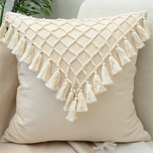 Japandi Cotton Linen Pillow Cover | Beige Woven Design | Modern Cushion Case | Minimalist Home Décor | Brick by Brick