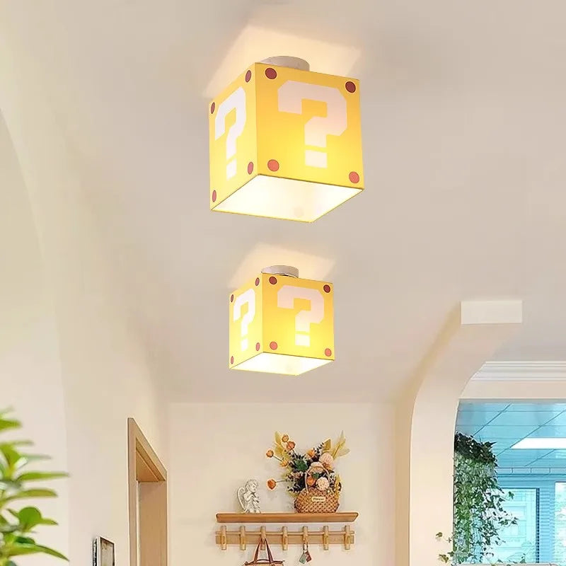 Retro Pixel Ceiling Light | Question Block Style | E27 Socket | 3 Light Modes