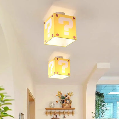 Retro Pixel Ceiling Light | Question Block Style | E27 Socket | 3 Light Modes
