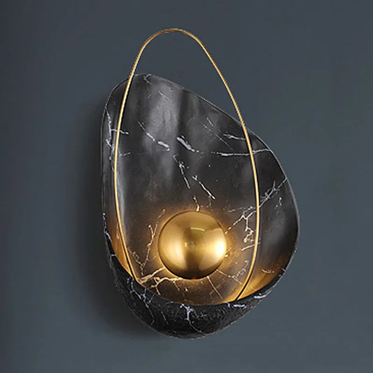 Nordic Marble Wall Lamp | H11.81-11.75 in | Modern LED Sconce | Elegant Home Decor Lighting | Brick by Brick