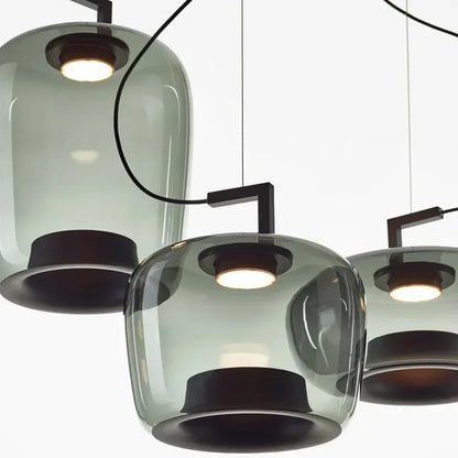 Modern Glass Pendant Light | 13.8-17.4 in | LED Hanging Lamp | Indoor Ceiling Fixture | Brick by Brick
