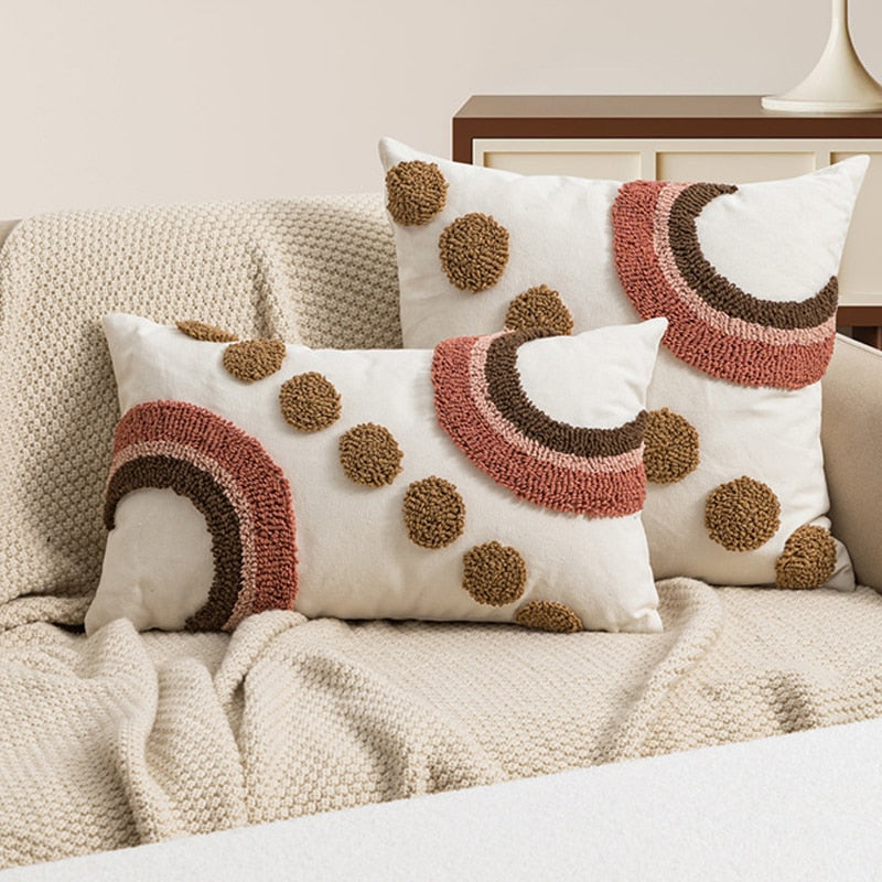 Japandi Floral Pillowcase | Cotton & Linen | Colorful Embroidered Accent | Brick by Brick