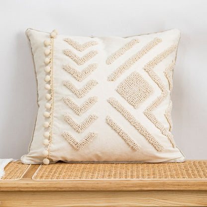 Embroidered Japandi Pillowcase | 17.72 or 19.69 in | Cotton & Linen | Soft Grey & White | Brick by Brick