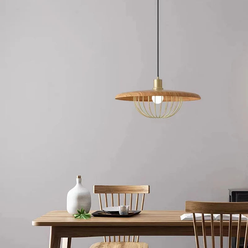 Iron Pendant Light | 13.8 x 7.1 in | Imitation Wood Chandelier | E27 Ceiling Lamp | Brick by Brick