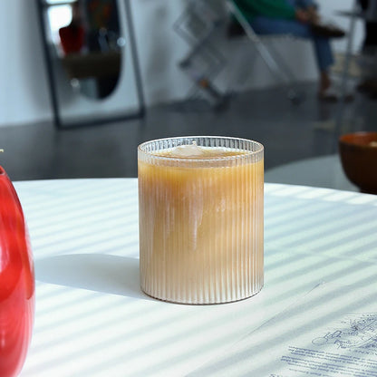 Ribbed Glass Tumbler | 250ml to 350ml | Heat Resistant Vertical Stripe Cup | Nordic Drinking Glass | Brick by Brick