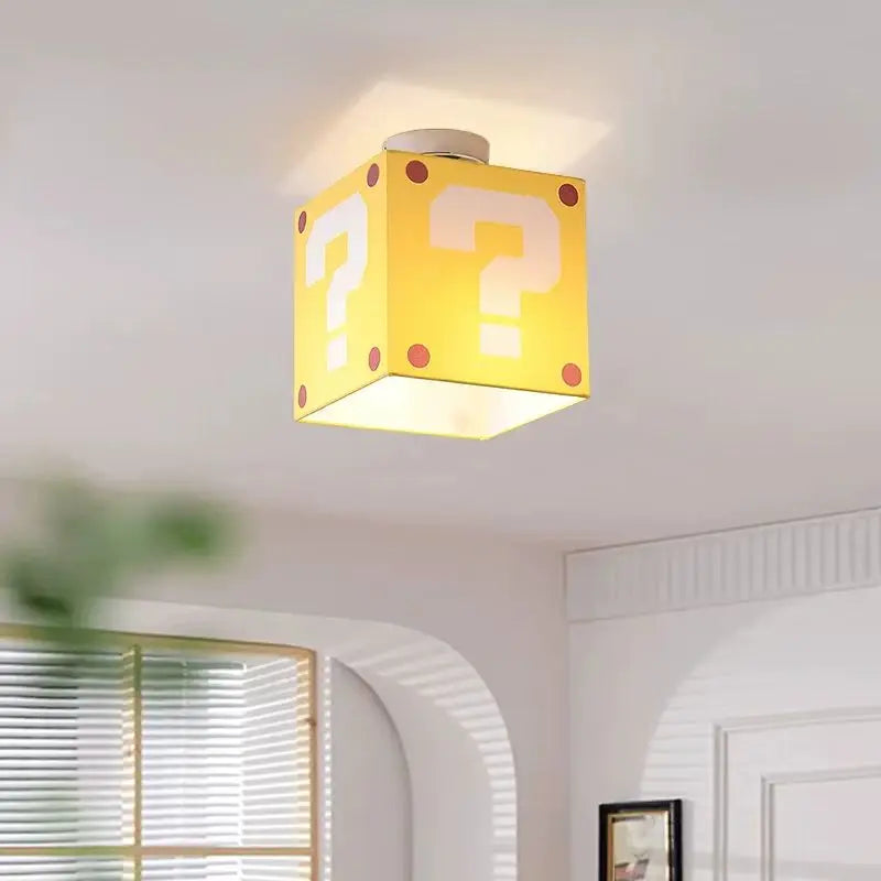Retro Pixel Ceiling Light | Question Block Style | E27 Socket | 3 Light Modes