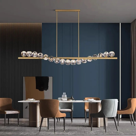 Luxury Modern Pendant Lamp | L31.5-70.8 in x 19.7 in | Ceiling Chandelier with Crystals | Multi-Head LED Lighting | Brick by Brick