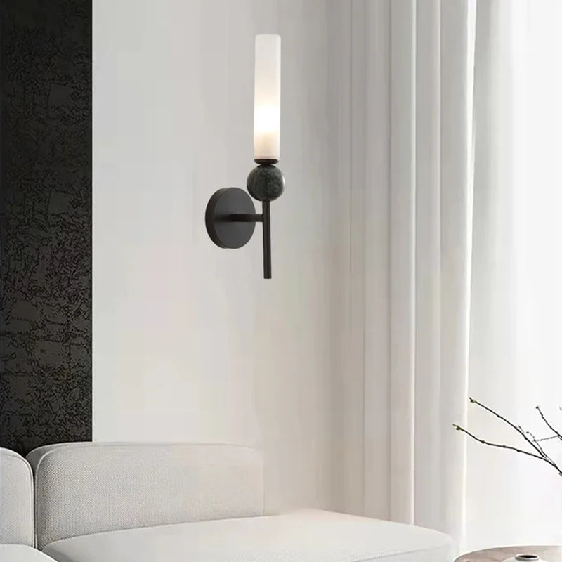 Marble Sconce Wall Light | L 3.9 x H 15.2 in | Copper + Marble Finish | Modern Accent Lighting | Brick by Brick