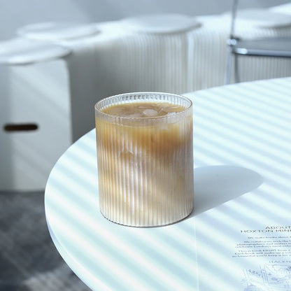 Ribbed Glass Tumbler | 250ml to 350ml | Heat Resistant Vertical Stripe Cup | Nordic Drinking Glass | Brick by Brick