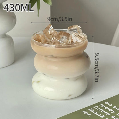 Wave Glass Cup | Transparent Ripple Drinking Cup | 300ml to 650ml | Creative Mug | Brick by Brick