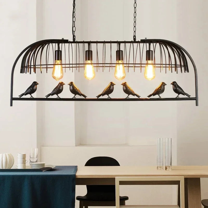 Retro Birdcage Pendant Lamp | D 19.3 - 41.3 in | Industrial Wrought Iron Hanging Light | E27 LED Fixture | Brick by Brick