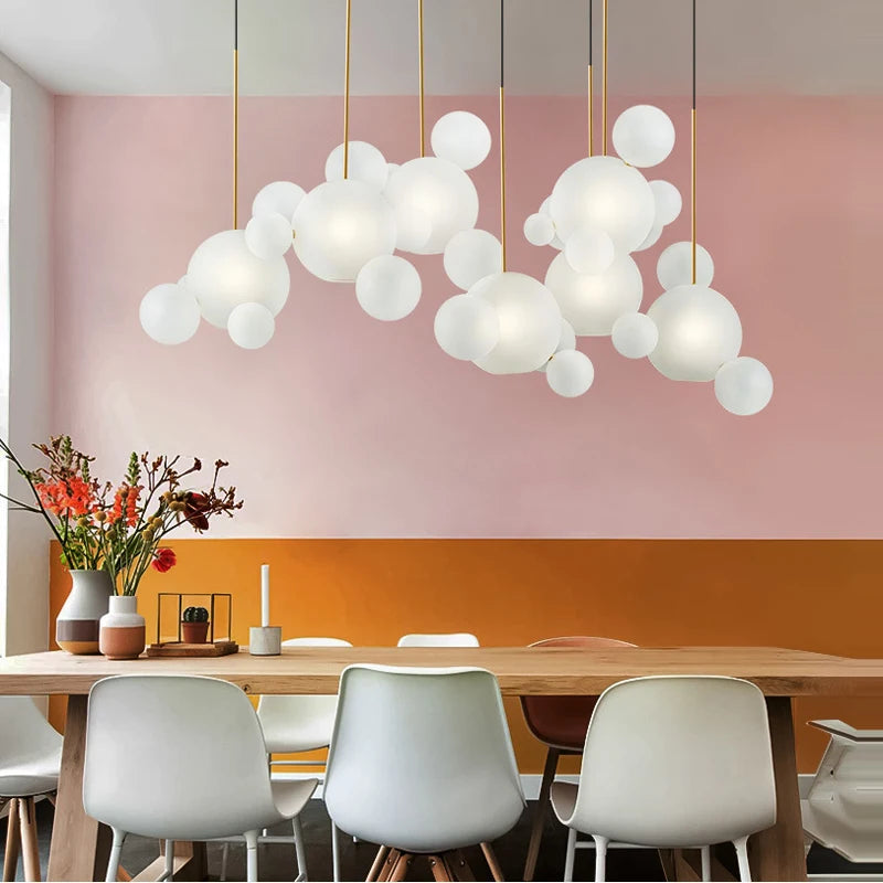 Postmodern Bubble Pendant Light | 59.1in Hanging Adjustable Cord| Glass Bubbles Chandelier | Brick by Brick