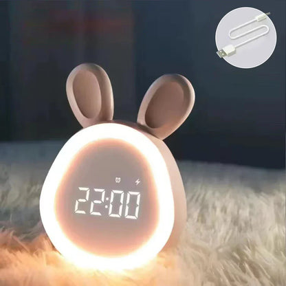 Kids Digital Alarm Clock | 4.2 × 3.6 × 5.4 in | Bunny Night Light Design | Cute LED Alarm Clock | Brick by Brick