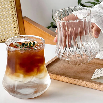 Wave Glass Cup | Transparent Ripple Drinking Cup | 300ml to 650ml | Creative Mug | Brick by Brick