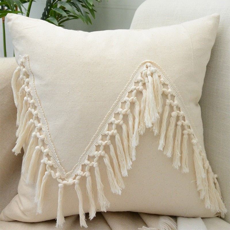Japandi Cotton Linen Pillow Cover | Beige Woven Design | Modern Cushion Case | Minimalist Home Décor | Brick by Brick