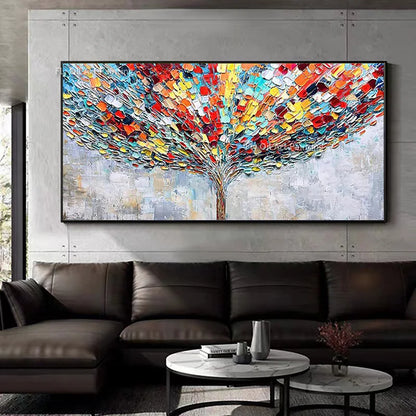 Hand Painted Blossom Tree Wall Art | 19.7 - 59.1 in | Abstract Blue Flower Oil Painting | Modern Canvas | Brick by Brick