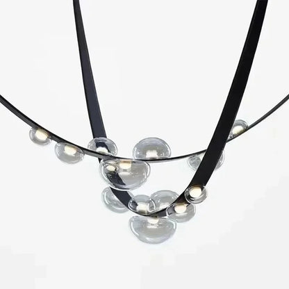 Modern Leather Glass LED Chandelier | 1.2 in long |Metal Pendant Light | Minimalist Ceiling Pendant | Brick by Brick