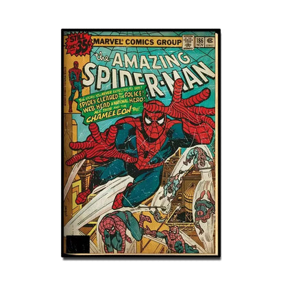 Spider-Man Canvas Wall Art | 5.1 - 21.7 in | Retro Marvel Superhero Poster | Unframed | Brick by Brick