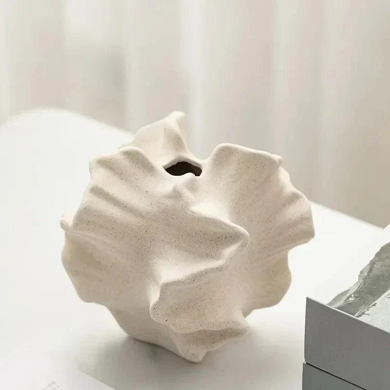 Geometric Wave Ceramic Vase | 5.9 - 7.9 in | Minimalist Ripple Home Décor | Elegant Centerpiece | Brick by Brick