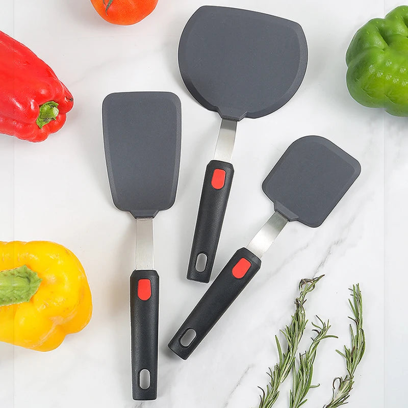 Silicone Spatula | 10.2 - 11.4 in | Non-Stick Heat-Resistant Cooking Utensil | Stainless Steel Handle | Brick by Brick